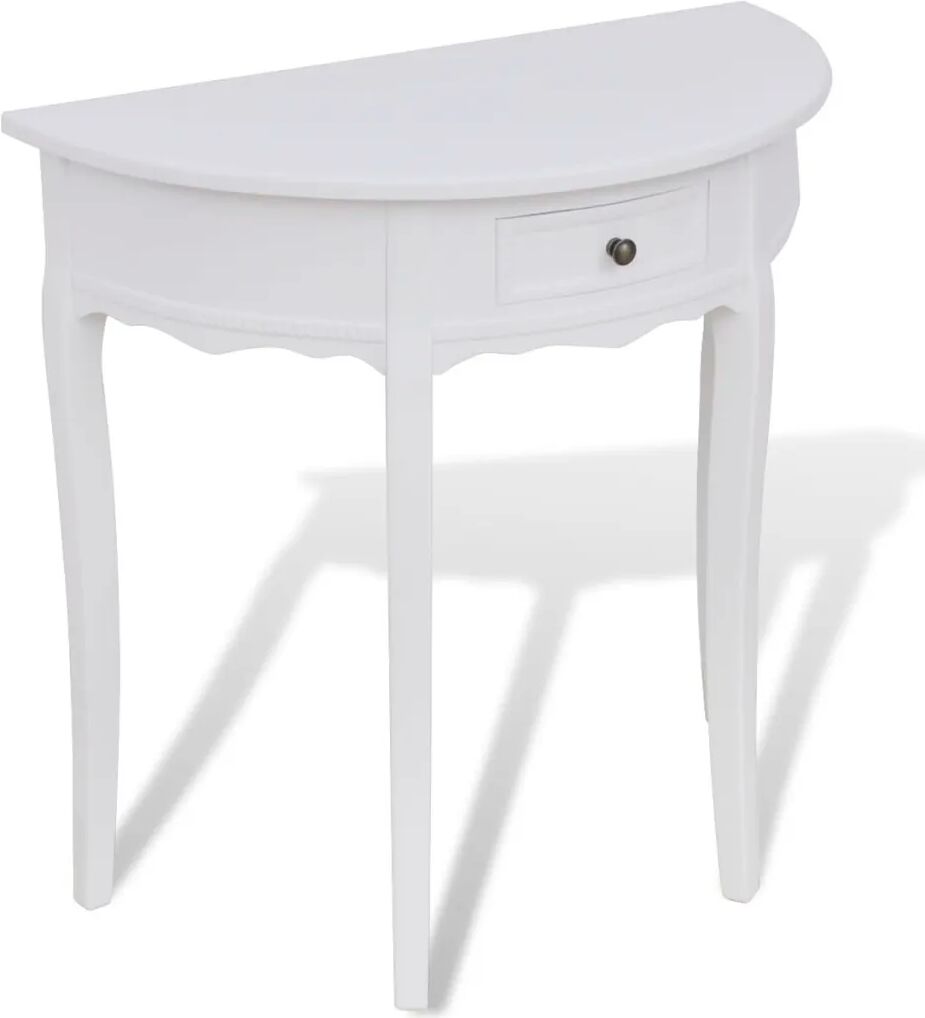 vidaXL Table console avec tiroir Demi-ronde Blanc