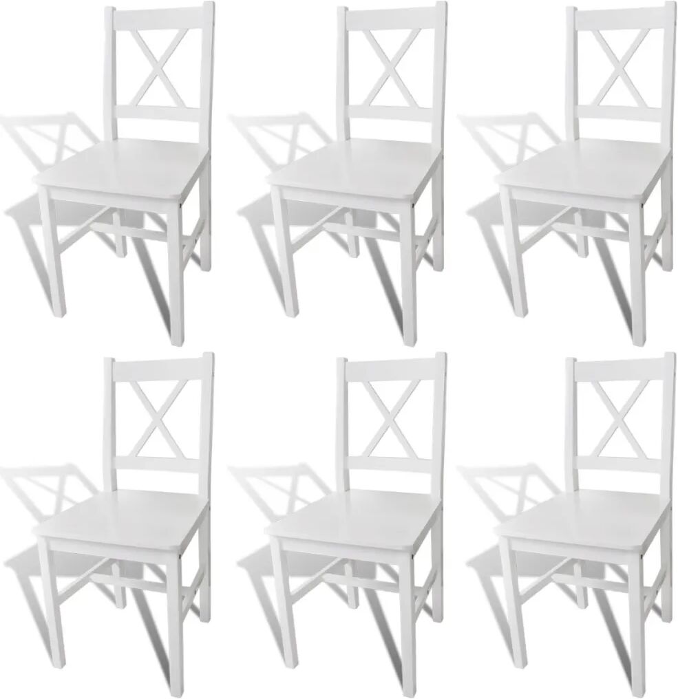 vidaXL Chaises de salle à manger 6 pcs Blanc Pinède