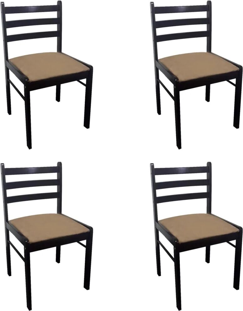 vidaXL Chaises de salle à manger 4 pcs Marron Hévéa solide et velours