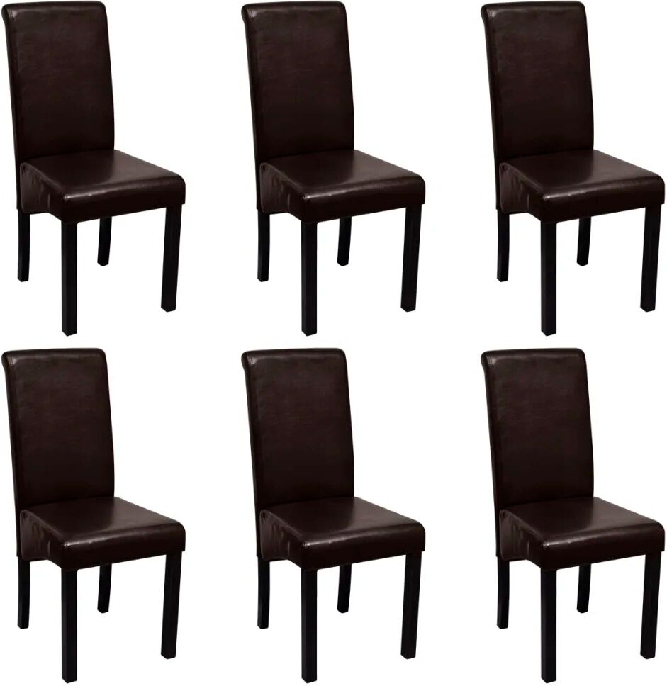 vidaXL Chaises de salle à manger 6 pcs Marron Similicuir