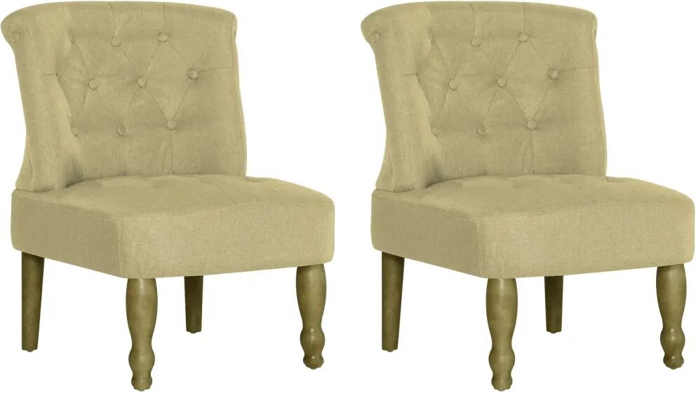 vidaXL Chaises françaises 2 pcs Vert Tissu