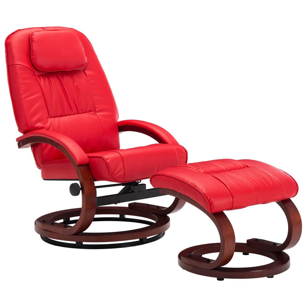 vidaXL Fauteuil inclinable avec repose-pied Rouge Similicuir