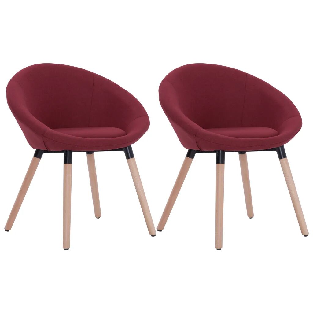 vidaXL 2 pcs Chaises de salle à manger Rouge bordeaux Tissu