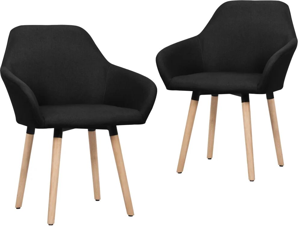 vidaXL Chaises de salle à manger 2 pcs Noir Tissu