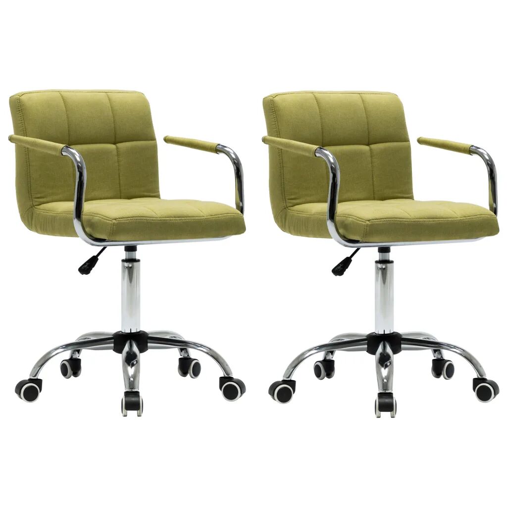 vidaXL Chaises pivotantes de salle à manger 2 pcs Vert Tissu