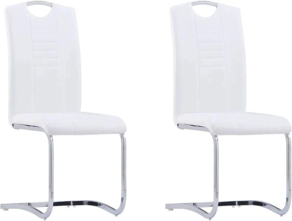 vidaXL Chaises de salle à manger cantilever 2 pcs Blanc Similicuir