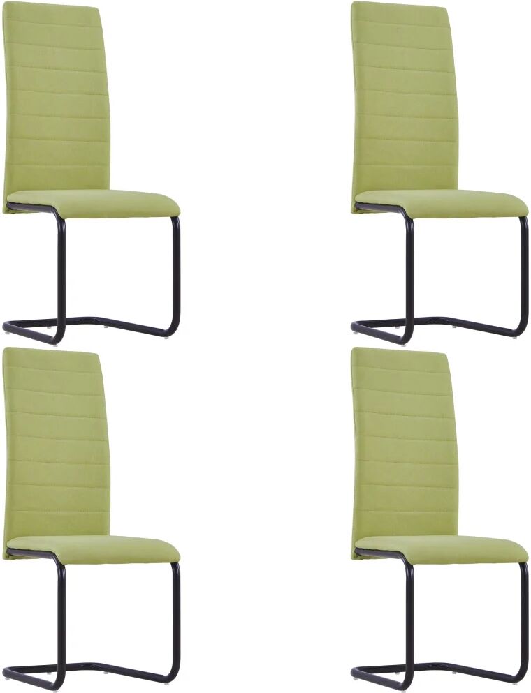 vidaXL Chaises de salle à manger cantilever 4 pcs Vert Tissu