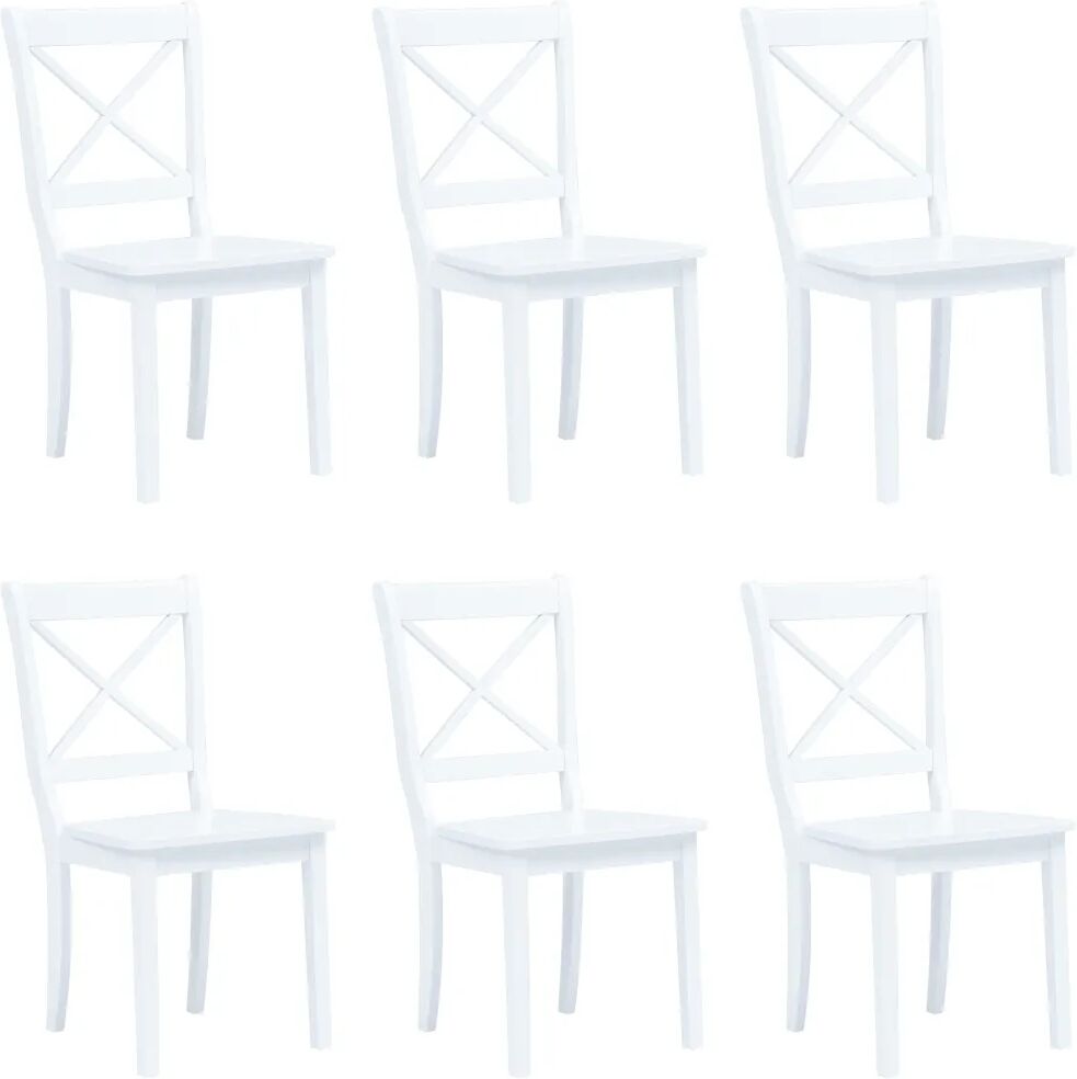 vidaXL 6 pcs Chaises de salle à manger Blanc Bois d'hévéa massif