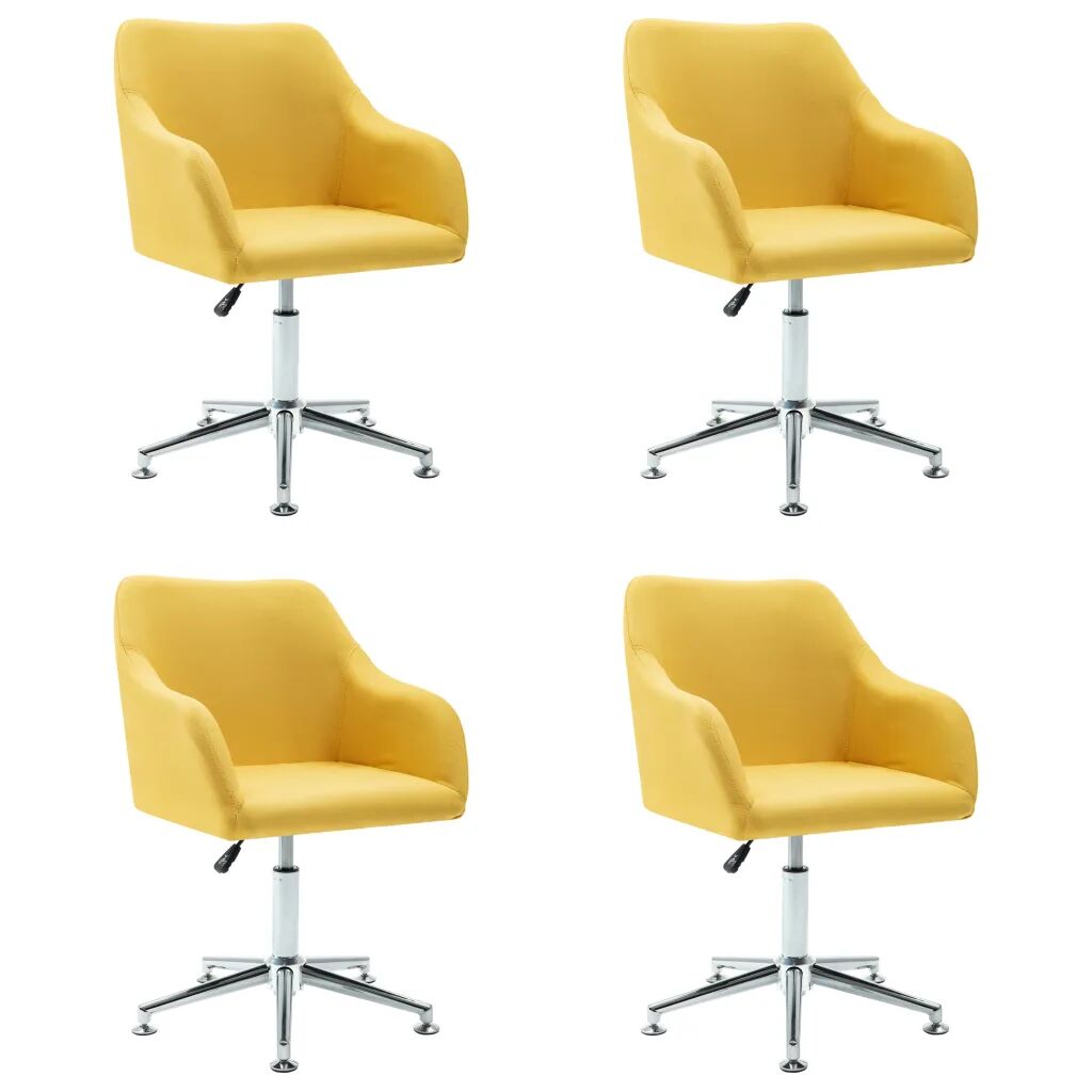 vidaXL 4 pcs Chaises pivotantes de salle à manger Jaune Tissu