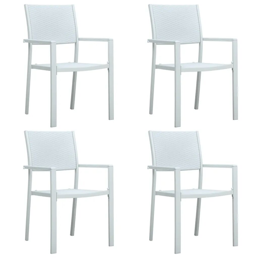 vidaXL Chaises de jardin 4 pcs Blanc Plastique Aspect de rotin