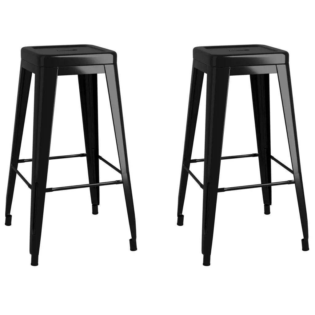 vidaXL Tabourets de bar empilables 2 pcs Noir Métal