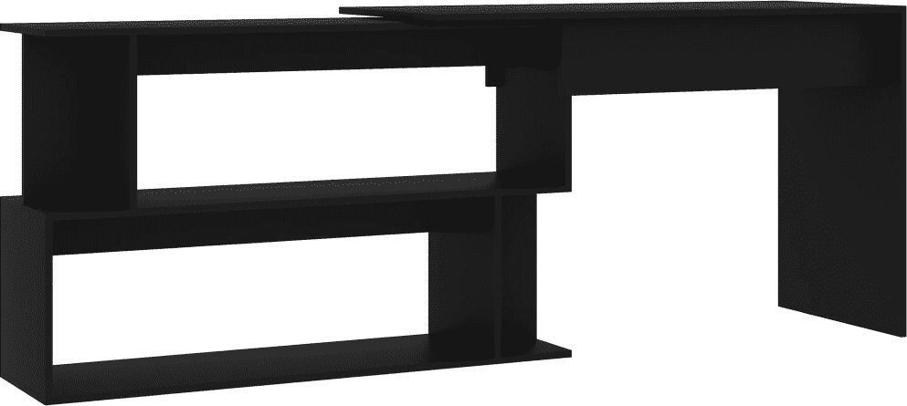 vidaXL Bureau d'angle Noir 200x50x76 cm Aggloméré