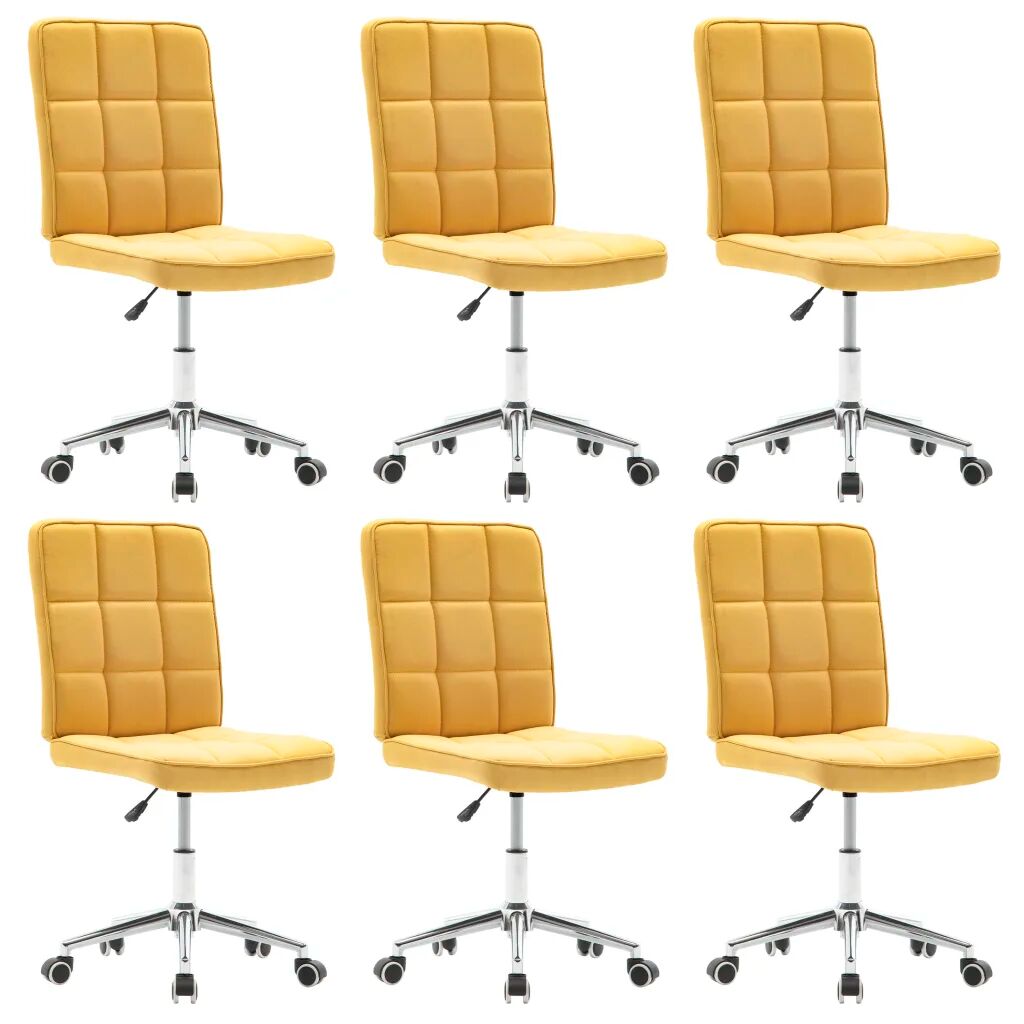 vidaXL Chaises de salle à manger 6 pcs Jaune Tissu