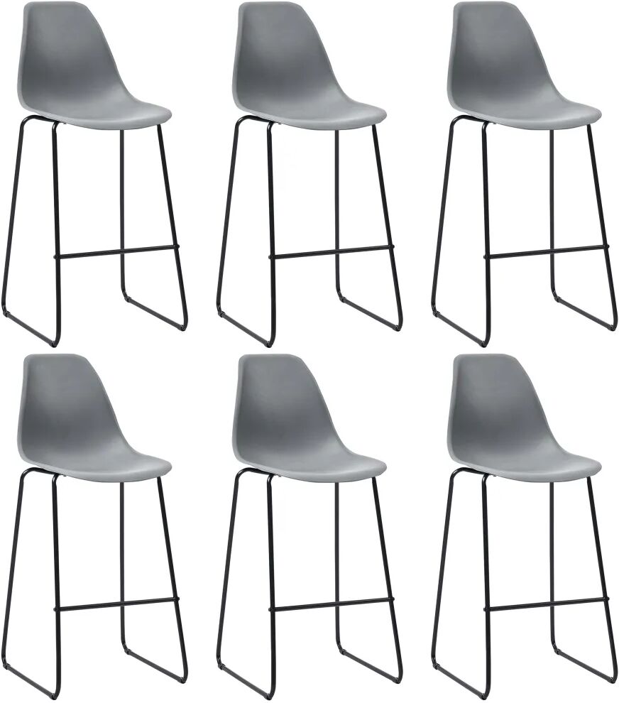 vidaXL Chaises de bar 6 pcs Gris Plastique