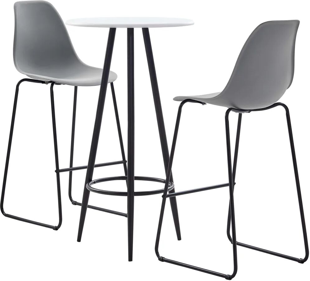 vidaXL Ensemble de bar 3 pcs Plastique Gris