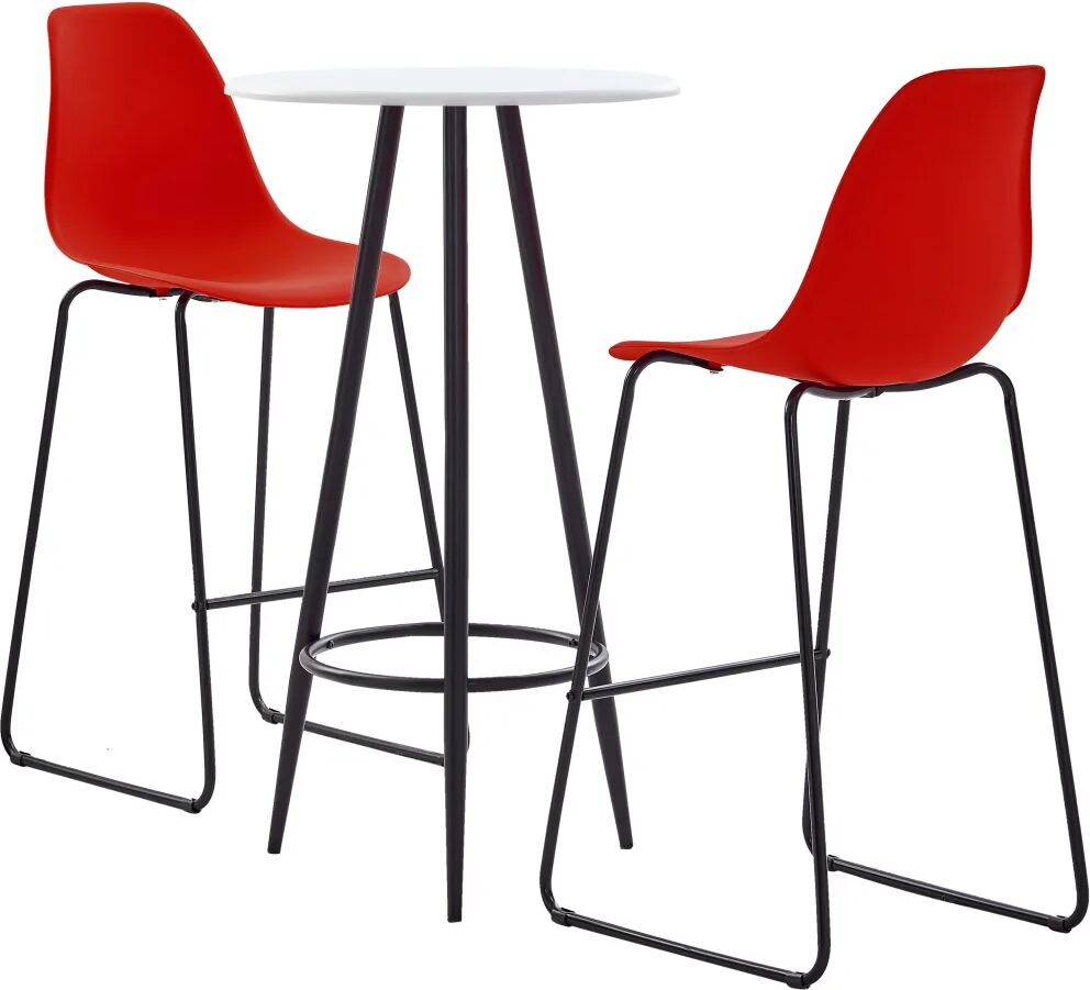 vidaXL Ensemble de bar 3 pcs Plastique Rouge