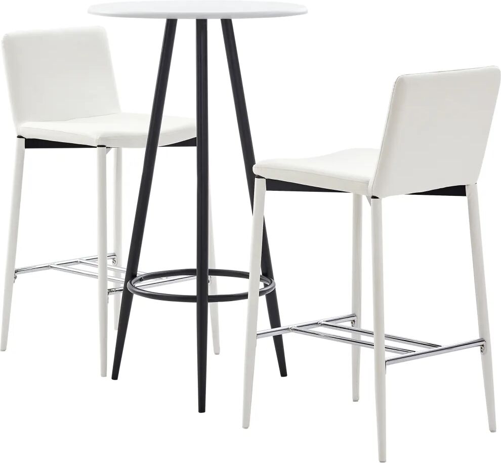 vidaXL Ensemble de bar 3 pcs Similicuir Blanc