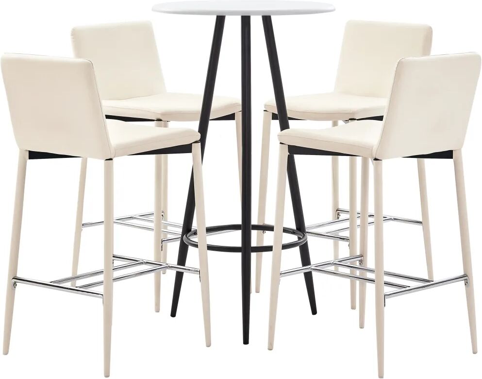 vidaXL Ensemble de bar 5 pcs Similicuir Crème