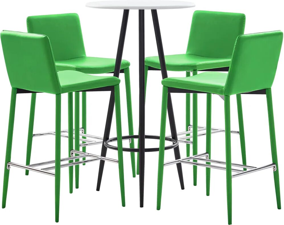 vidaXL Ensemble de bar 5 pcs Similicuir Vert