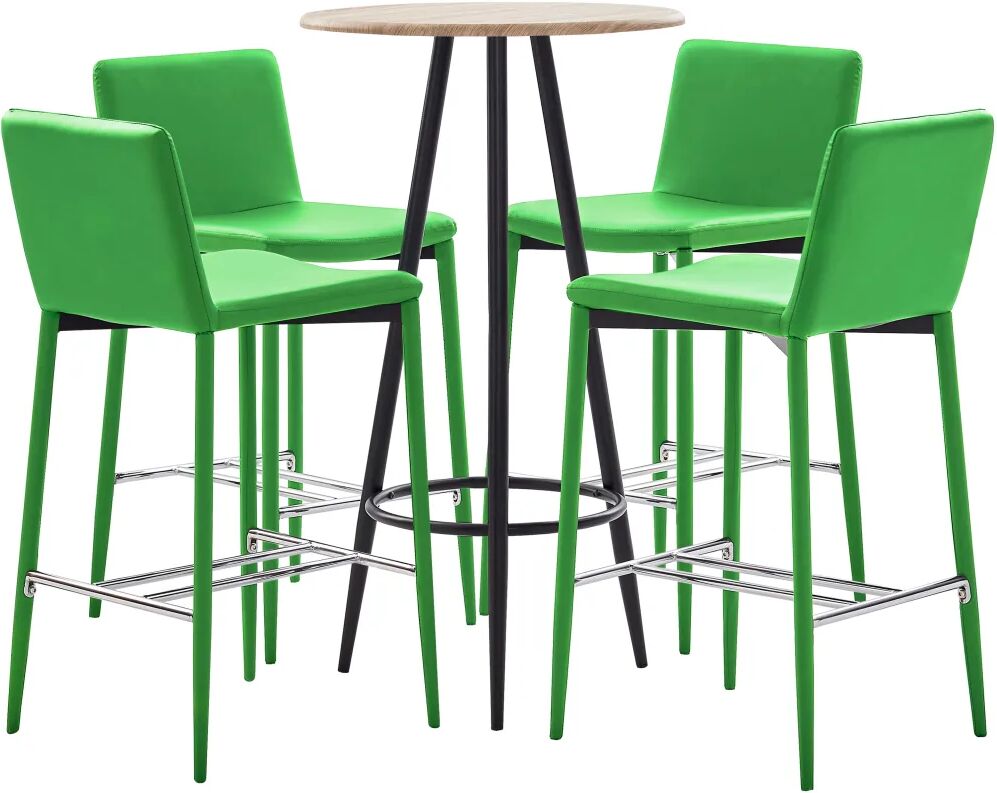 vidaXL Ensemble de bar 5 pcs Similicuir Vert