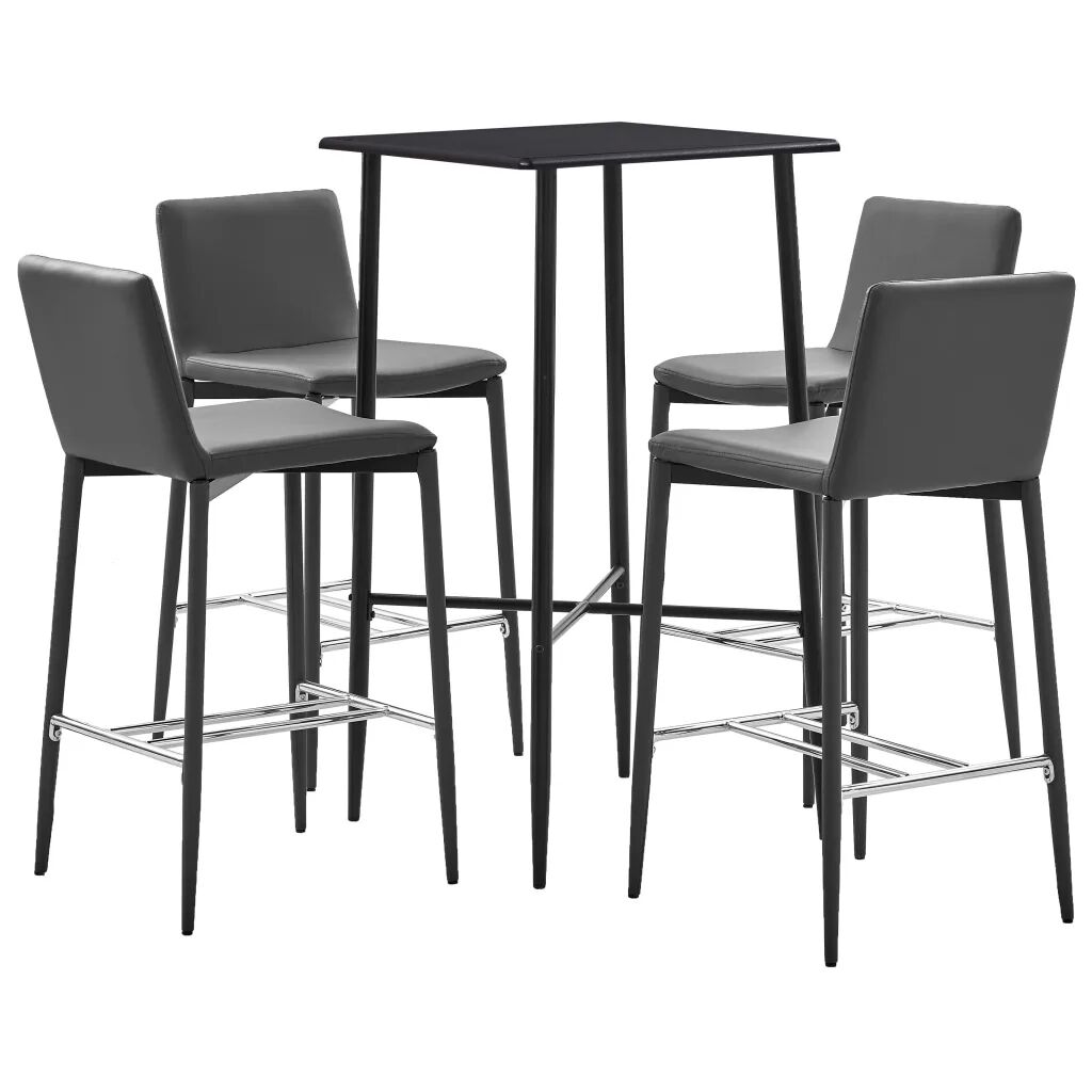 vidaXL Ensemble de bar 5 pcs Similicuir Gris