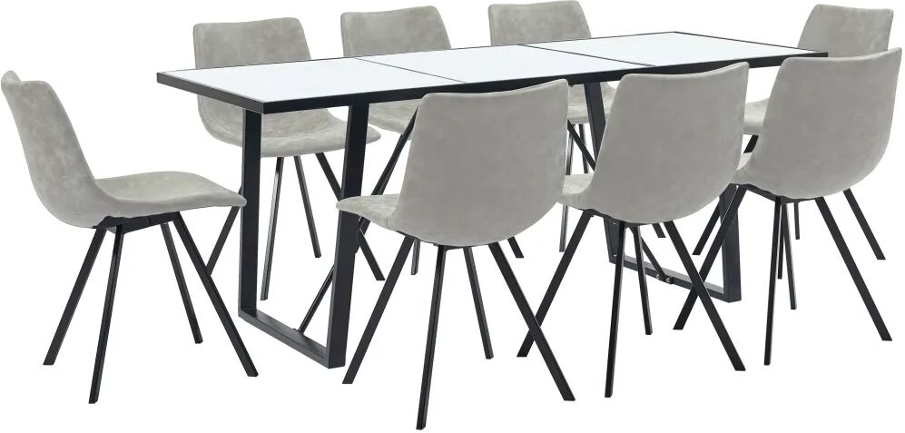 vidaXL Ensemble de salle à manger 9 pcs Gris clair Similicuir