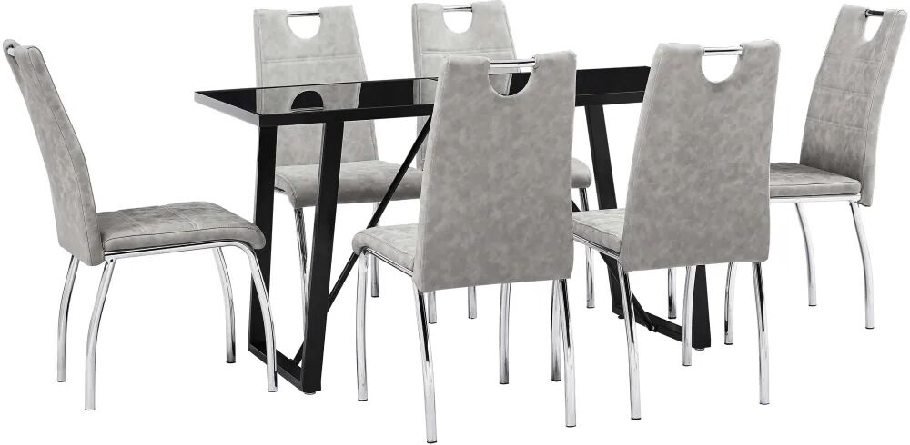 vidaXL Ensemble de salle à manger 7 pcs Gris clair Similicuir