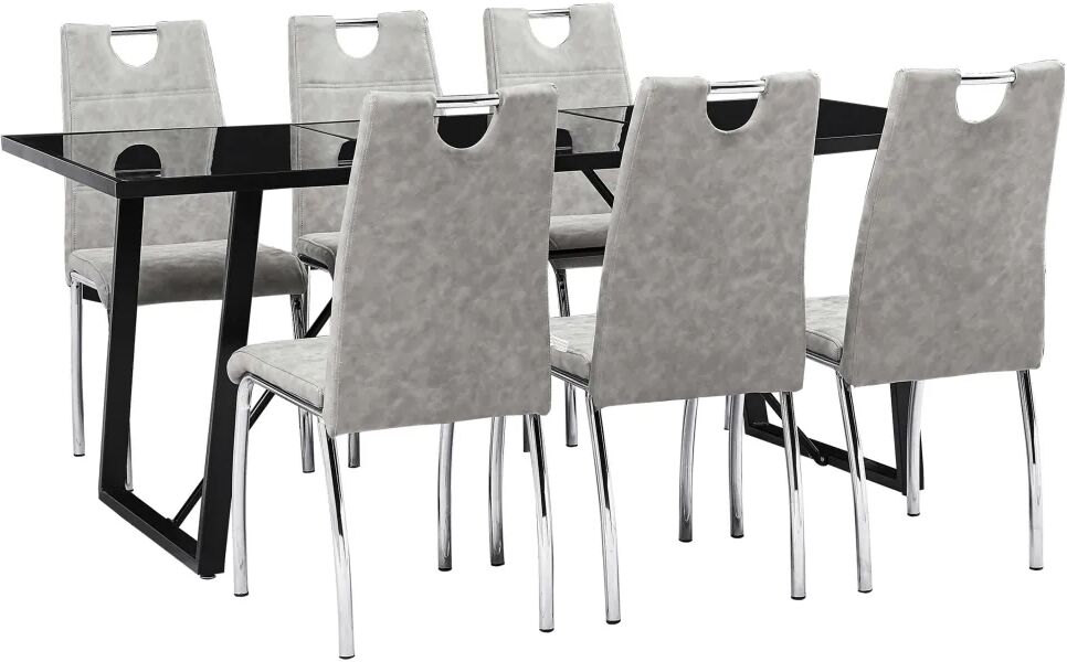 vidaXL Ensemble de salle à manger 7 pcs Gris clair Similicuir