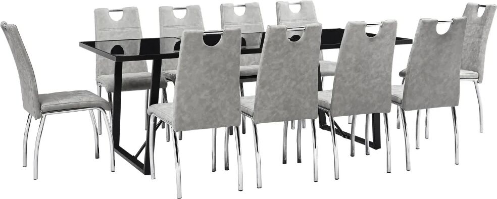 vidaXL Ensemble de salle à manger 11 pcs Gris clair Similicuir