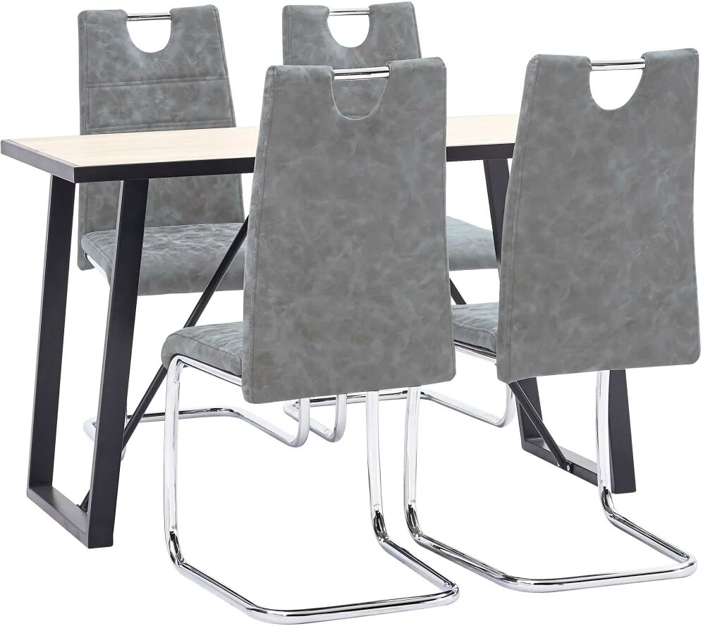 vidaXL Ensemble de salle à manger 5 pcs Gris Similicuir