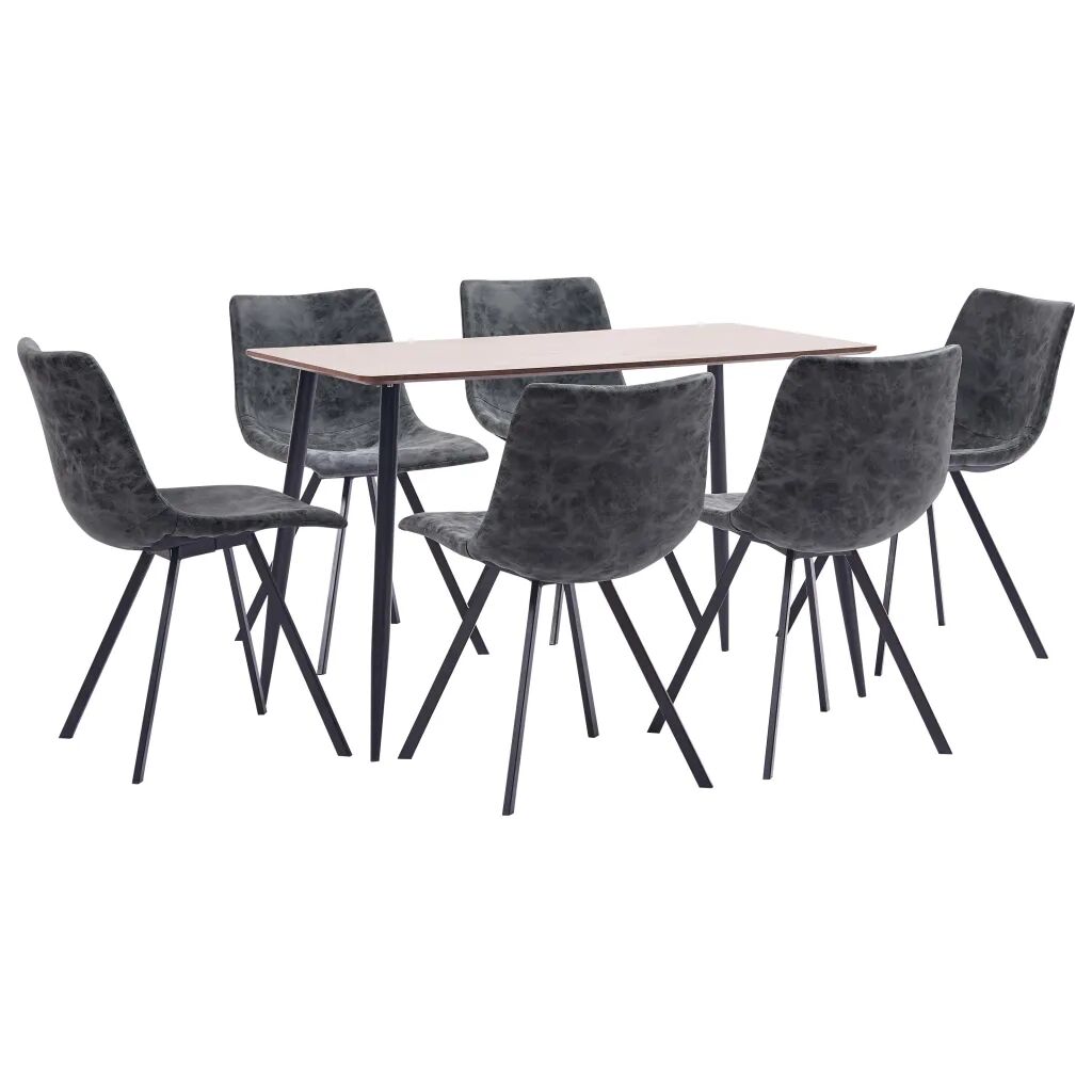 vidaXL Ensemble de salle à manger 7 pcs Noir Similicuir