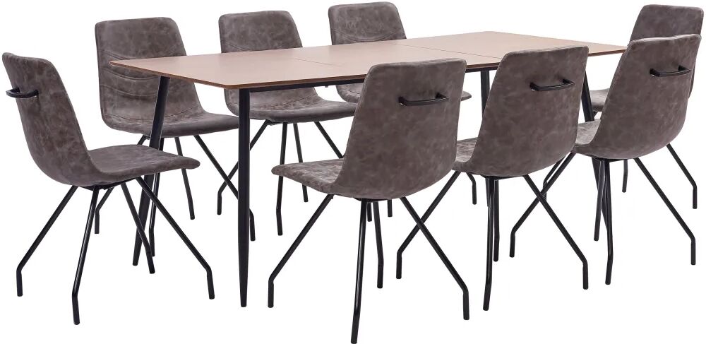 vidaXL Ensemble de salle à manger 9 pcs Marron foncé Similicuir