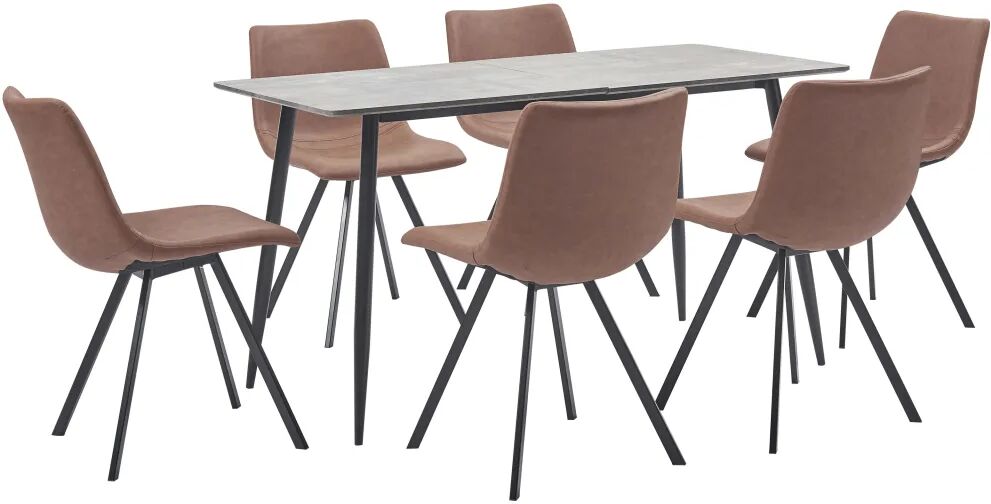 vidaXL Ensemble de salle à manger 7 pcs Marron moyen Similicuir