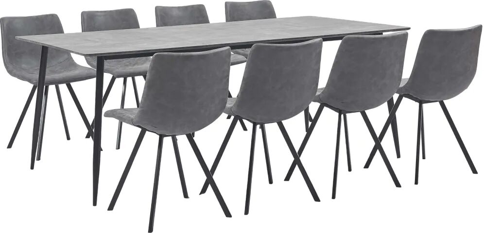 vidaXL Ensemble de salle à manger 9 pcs Gris Similicuir