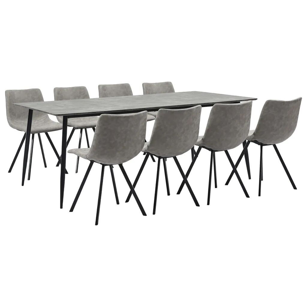 vidaXL Ensemble de salle à manger 9 pcs Gris clair Similicuir