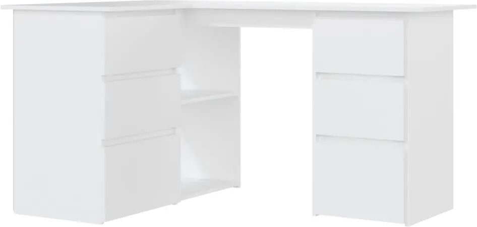 vidaXL Bureau d'angle Blanc 145x100x76 cm Aggloméré