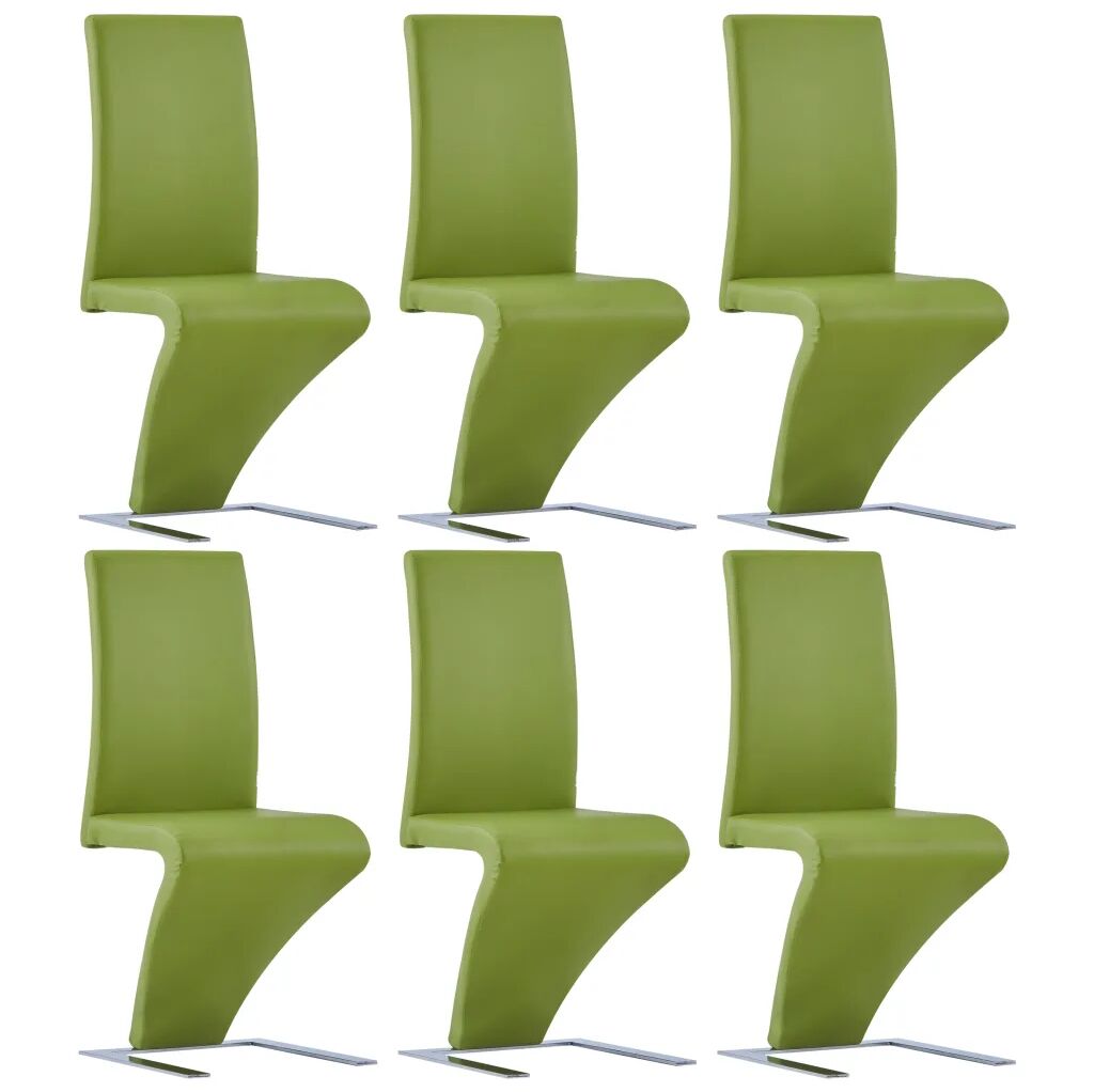 vidaXL Chaises à dîner avec forme de zigzag 6 pcs Vert Similicuir