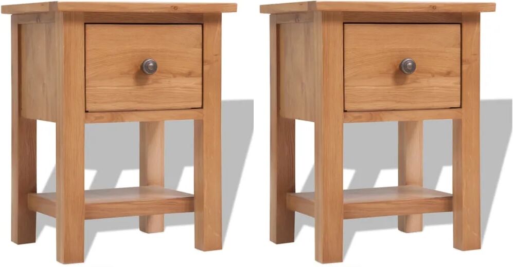 vidaXL Tables de chevet 2 pcs 36x30x47 cm Bois de chêne massif