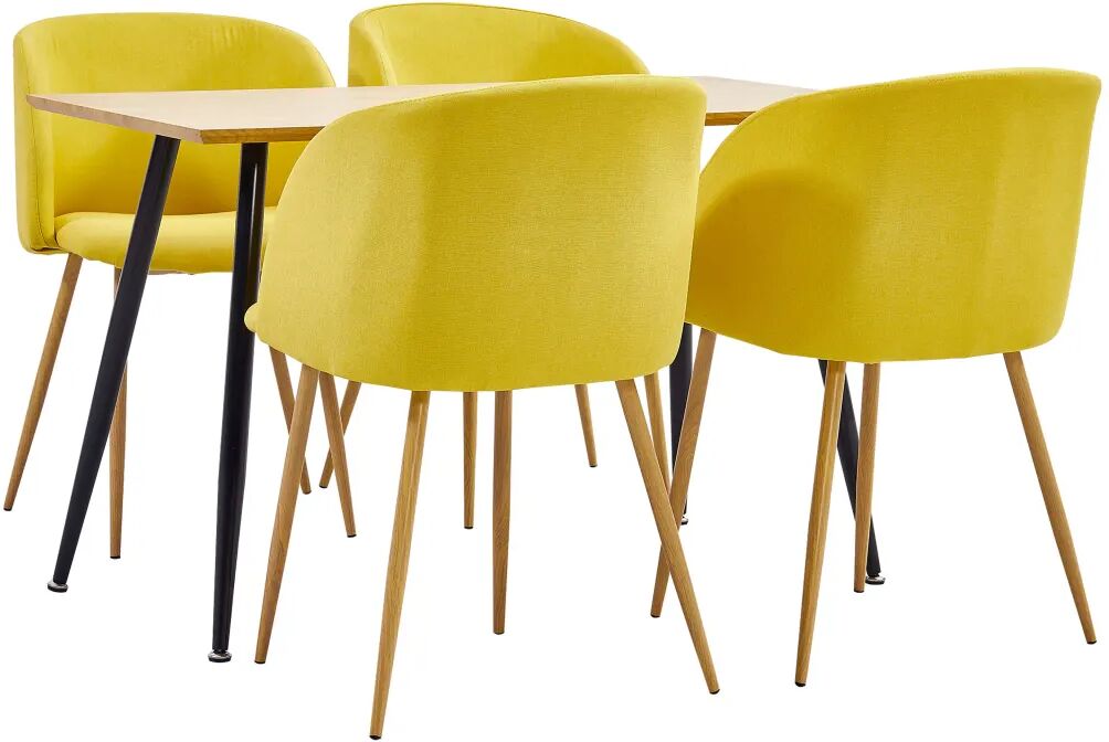 vidaXL Ensemble de salle à manger 5 pcs Tissu Jaune