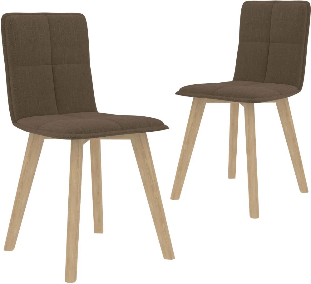 vidaXL Chaises de salle à manger 2 pcs Marron Tissu