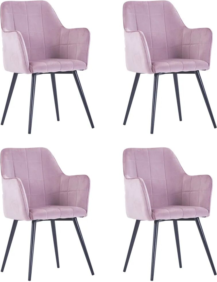 vidaXL Chaises de salle à manger 4 pcs Rose Velours