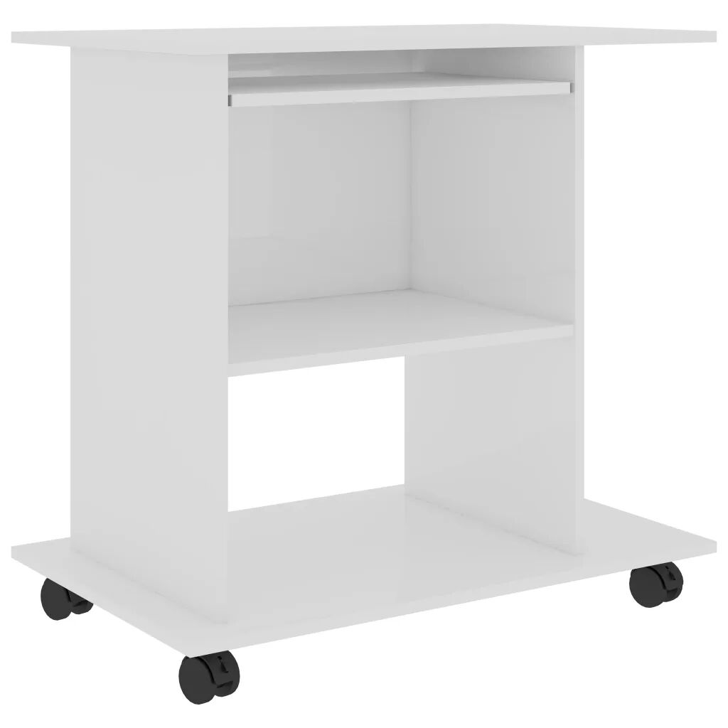 vidaXL Bureau d'ordinateur Blanc brillant 80x50x75 cm Aggloméré