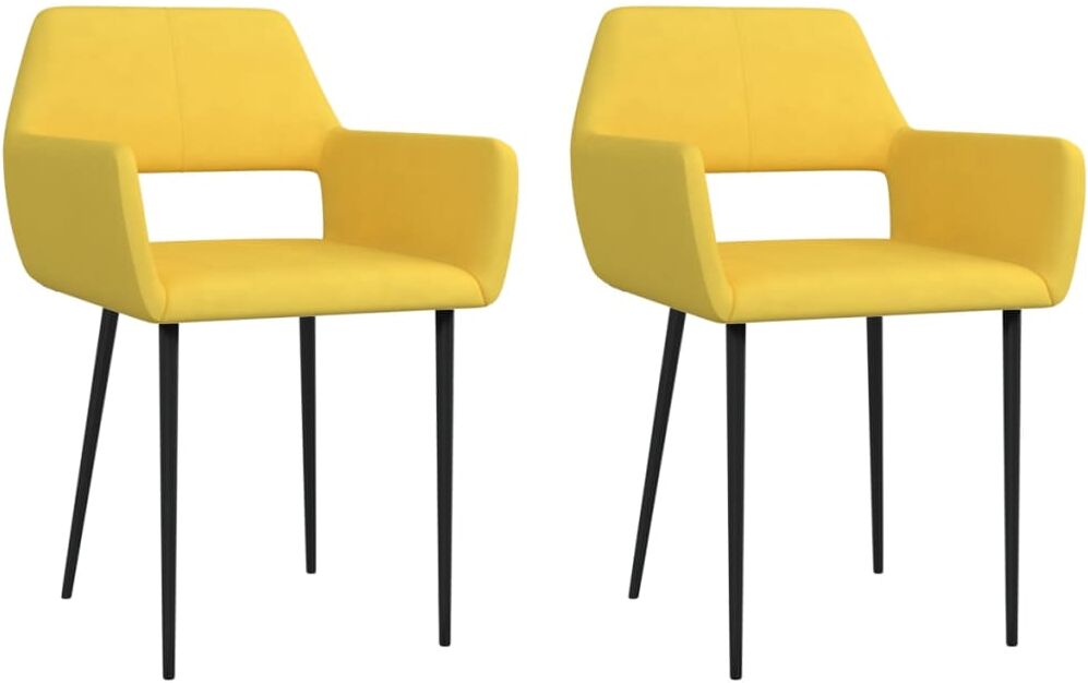 vidaXL Chaises de salle à manger 2 pcs Jaune Tissu