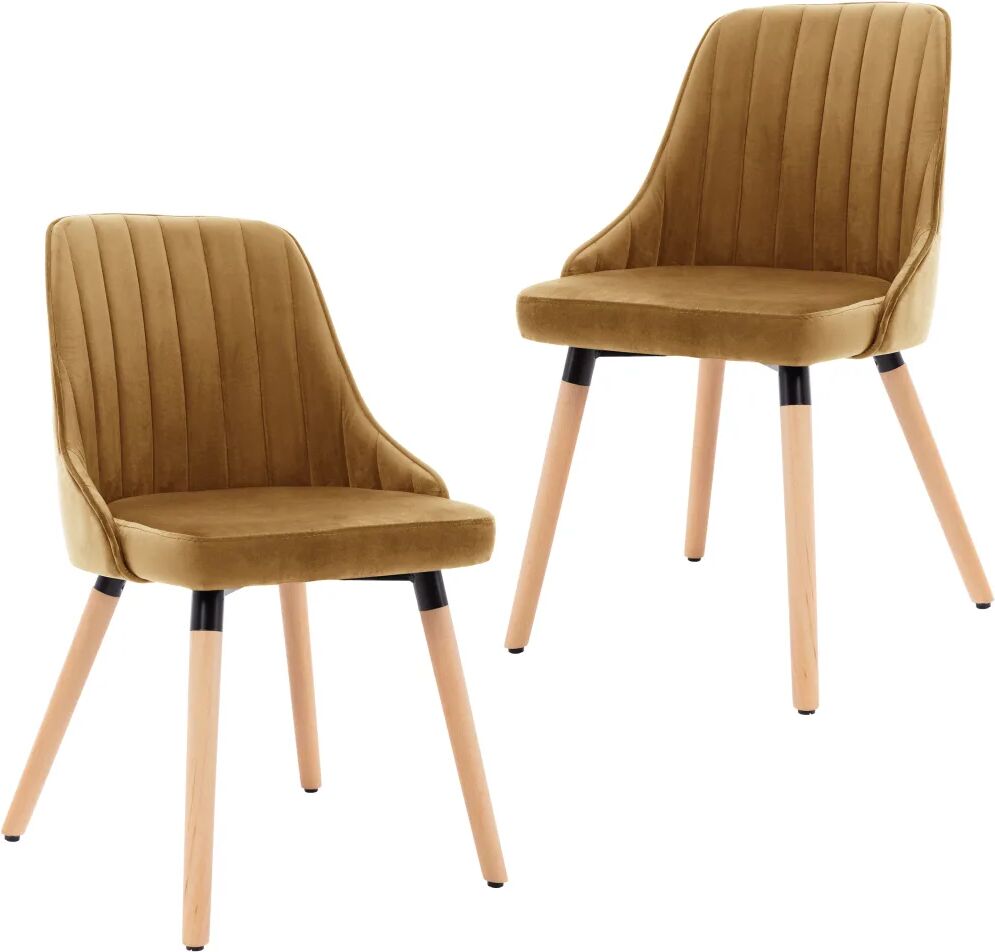 vidaXL Chaises de salle à manger 2 pcs Marron Velours