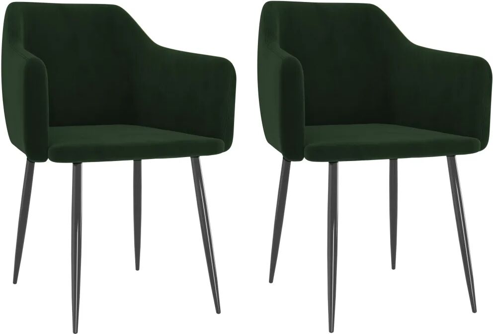 vidaXL Chaises de salle à manger 2 pcs Vert foncé Velours