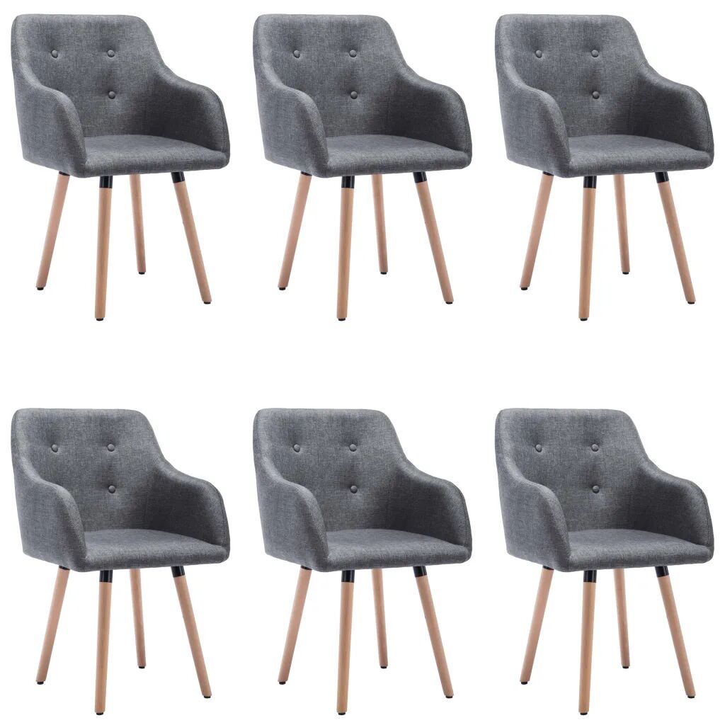 vidaXL Chaises de salle à manger 6 pcs Gris foncé Tissu