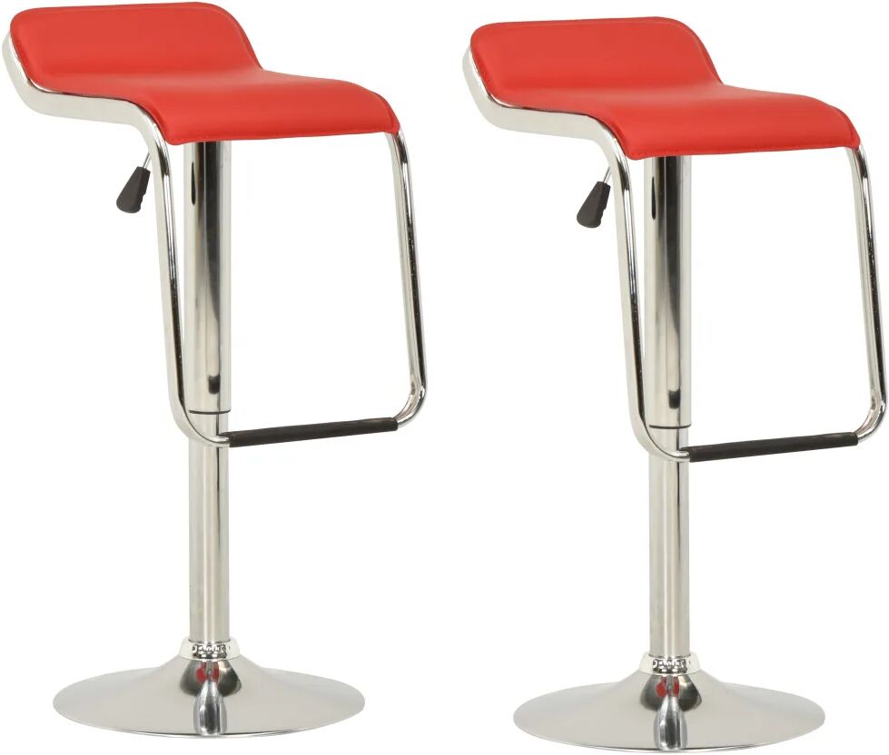 vidaXL Tabourets de bar 2 pcs Rouge Tissu et bois courbé