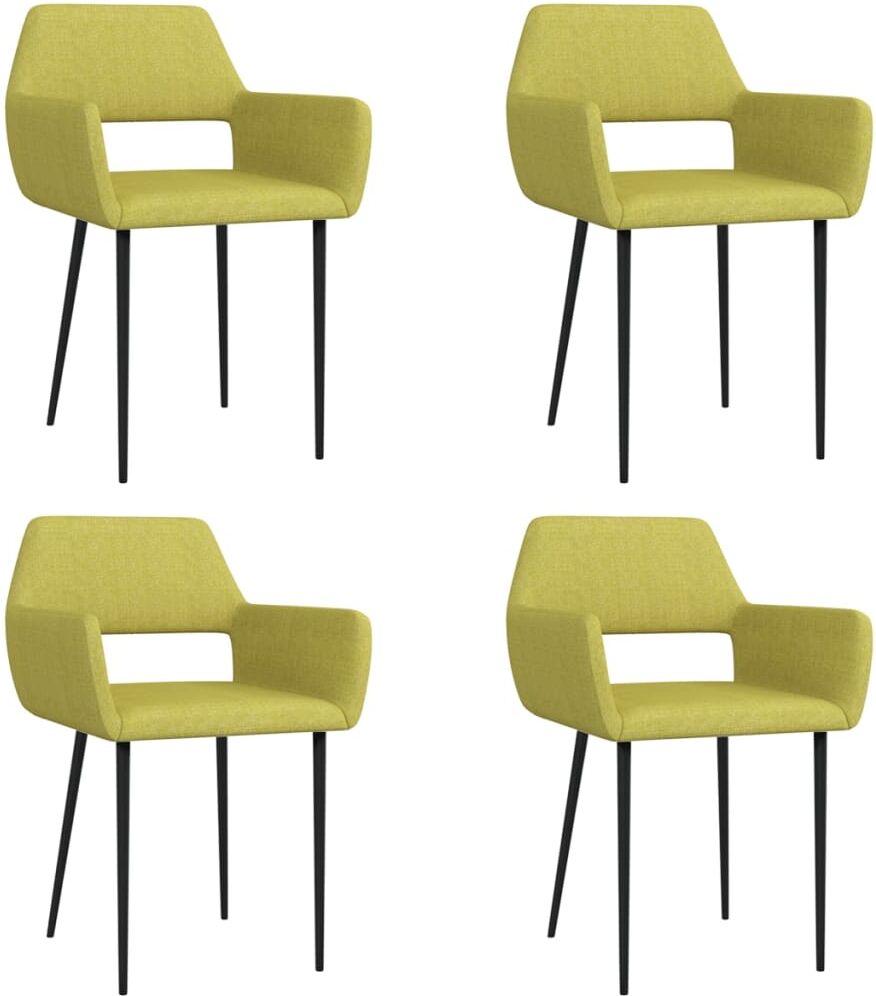 vidaXL Chaises de salle à manger 4 pcs Vert Tissu