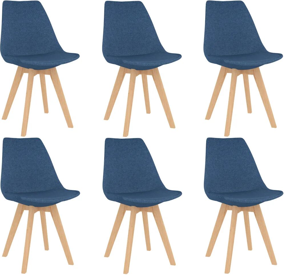 vidaXL Chaises de salle à manger 6 pcs Bleu Tissu