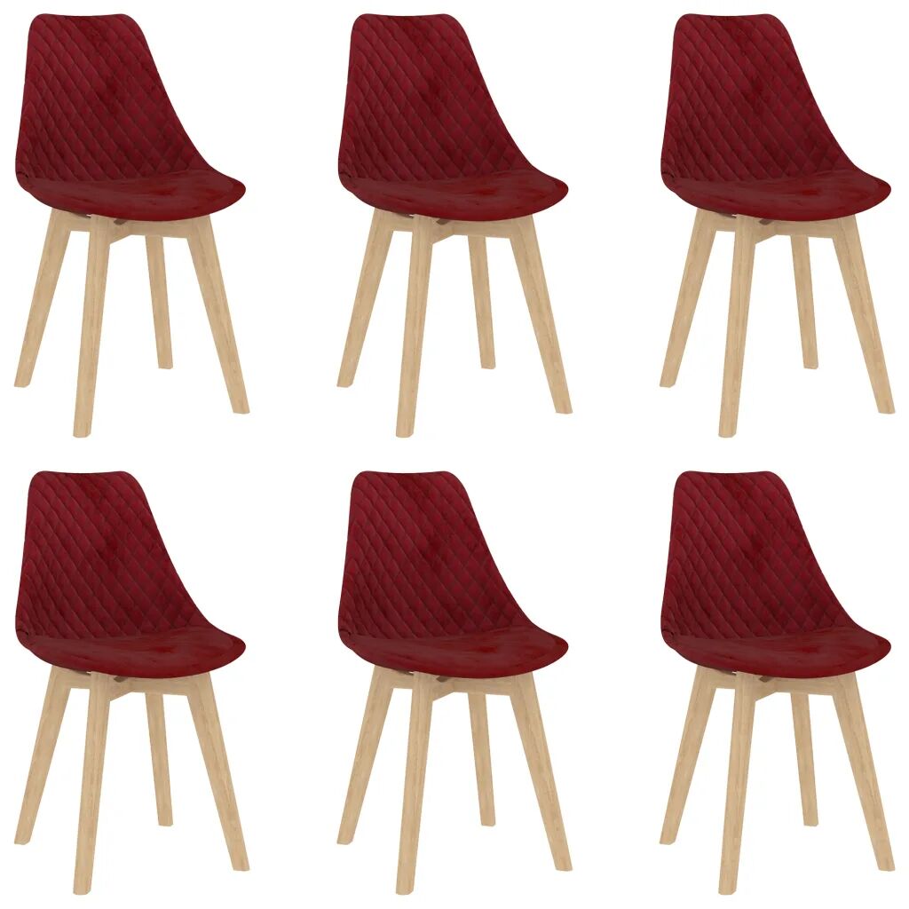 vidaXL Chaises de salle à manger 6 pcs Rouge bordeaux Velours